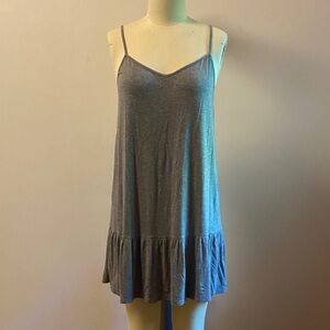 American Eagle Aerie Gray Sleeveless Dress with Drop Waist & Ruffle Hem size M
